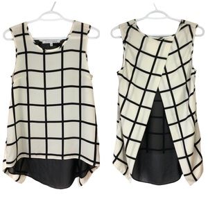 Collective Concepts Sleeveless Blouse Ivory with Black Checkers